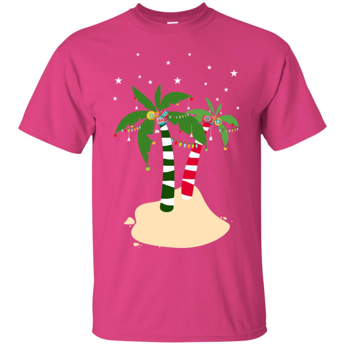 Decorated Tropical Coconut Tree Merry X-mas 2018 Gift Shirt Heliconia