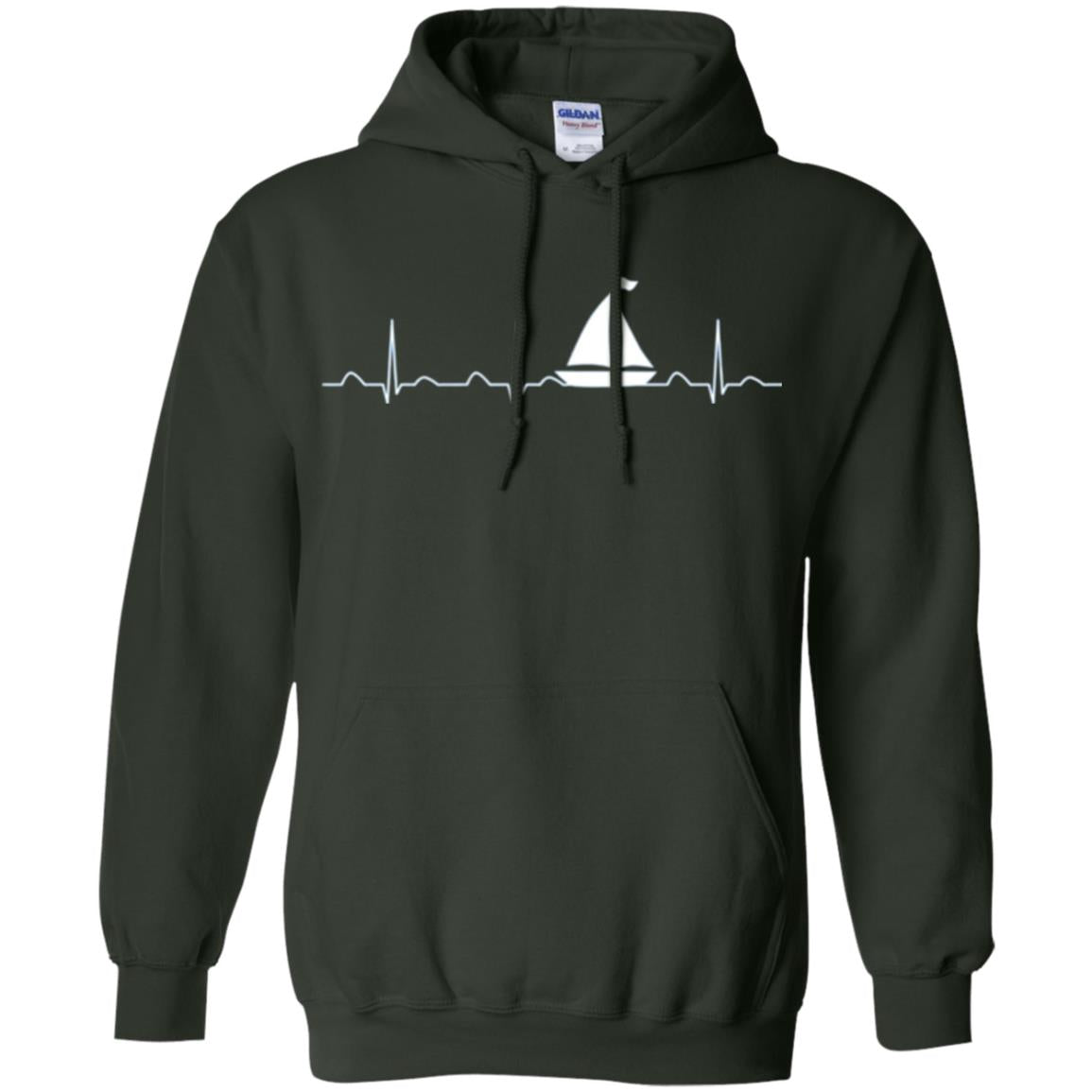 Boating Sailor T-shirt Heartbeat Forest Green