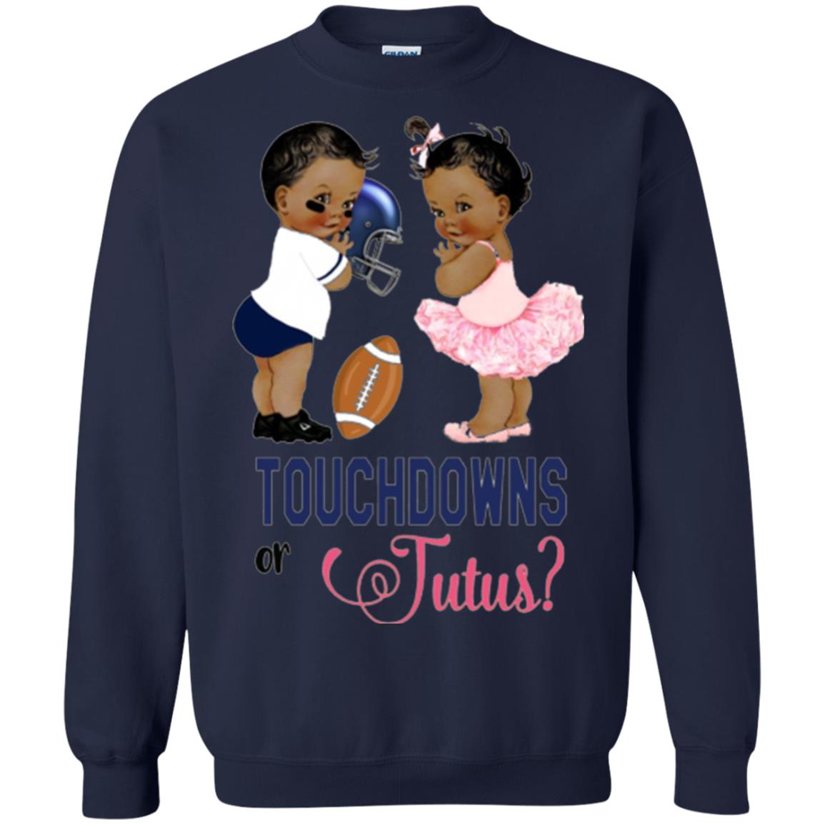 Ethnic Touchdowns Or Tutus Gender Reveal Party Football Lover T-shirt Navy