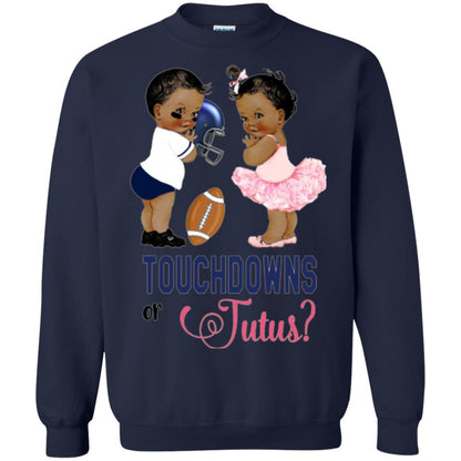 Ethnic Touchdowns Or Tutus Gender Reveal Party Football Lover T-shirt Navy