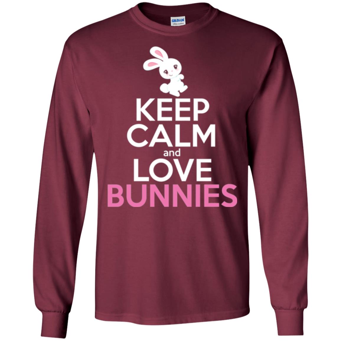Bunny T-shirt Keep Calm And Love Bunnies Maroon