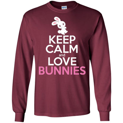 Bunny T-shirt Keep Calm And Love Bunnies Maroon