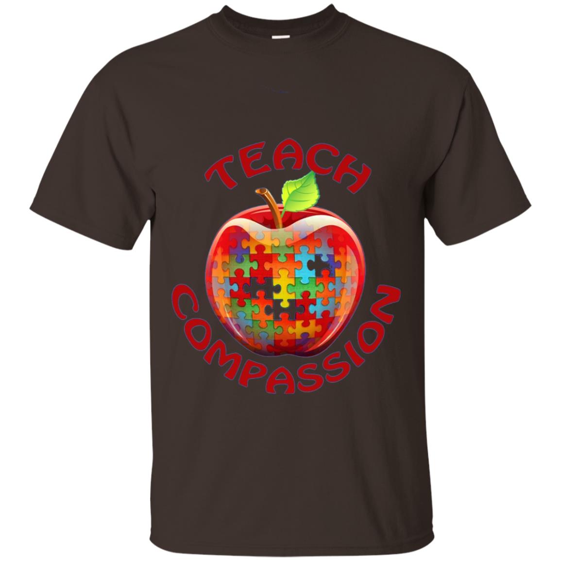 Teach Compassion Autism Awareness T-shirt Dark Chocolate