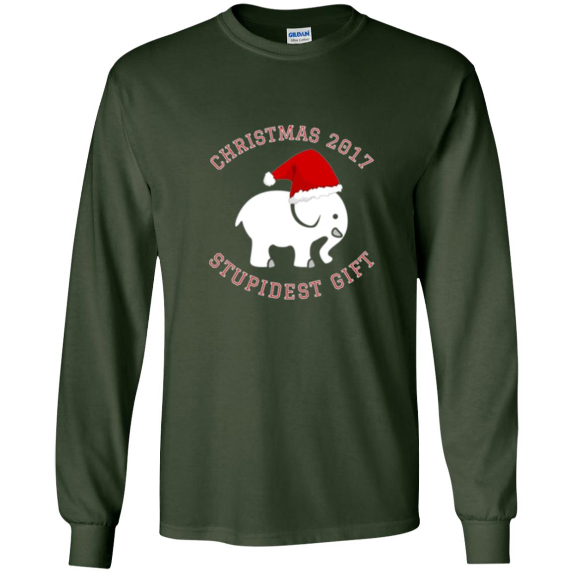 Christmas T-shirt White Elephant Christmas 2017 Stupidest Gift Forest Green
