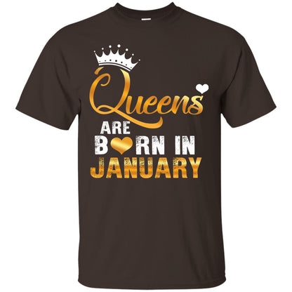 Birthday T-shirt Queens Are Born Iin January Dark Chocolate
