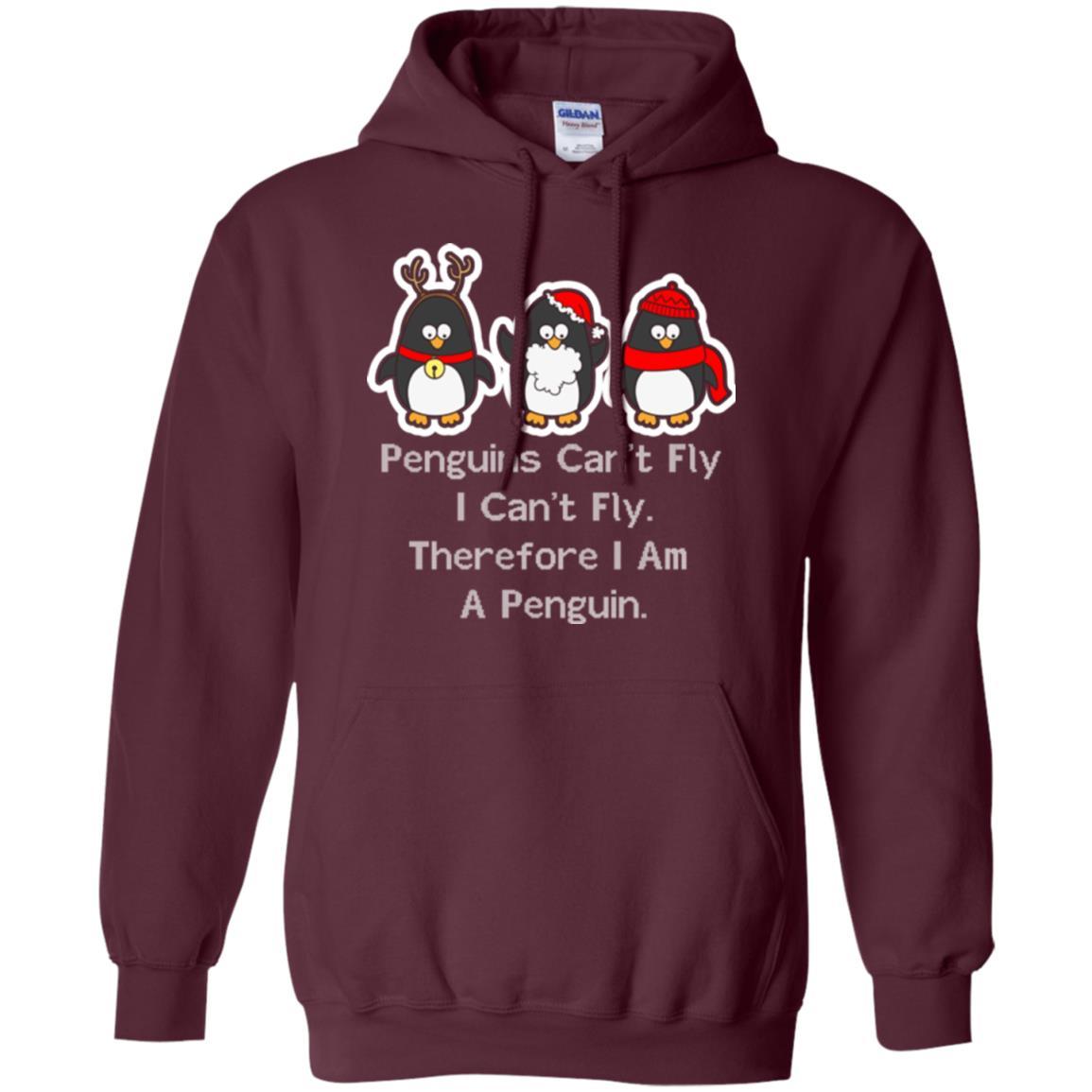 Penguin Lover T-shirt Penguins Can't Fly I Can't Fly Therefore I Am A Penguin Maroon