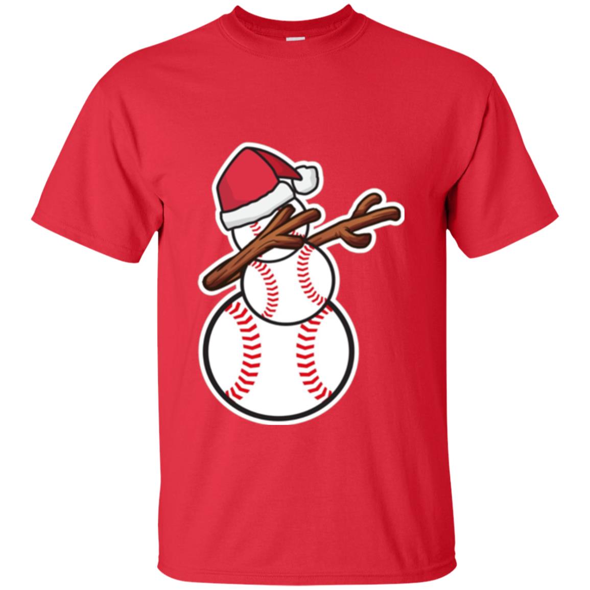 Christmas T-shirt Dabbing Snowman Baseball Red