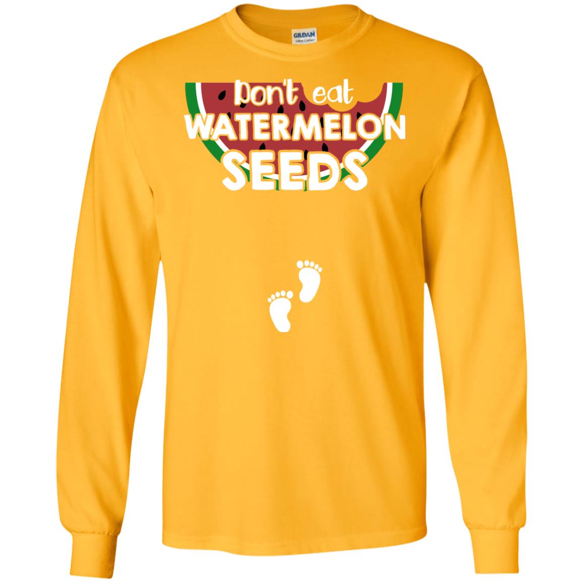Don_t Eat Watermelon Seeds Pregnancy Announcement Shirt Gold