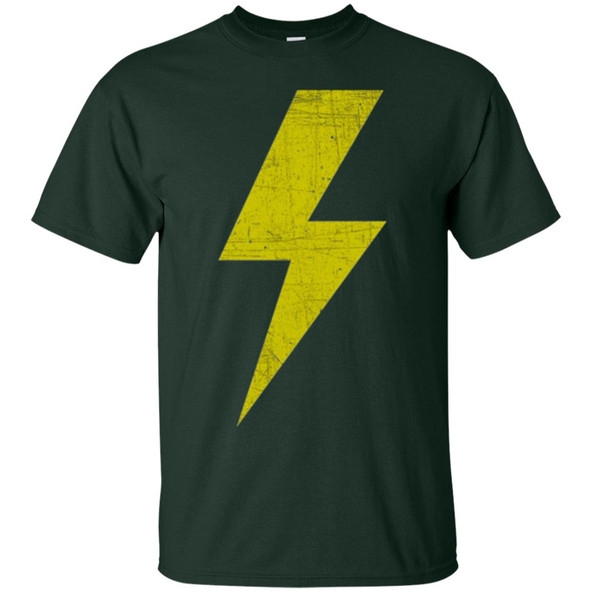 Retro Distressed Yellow Lighting Bolt T Shirt Forest Green