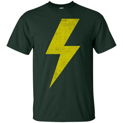 Retro Distressed Yellow Lighting Bolt T Shirt Forest Green