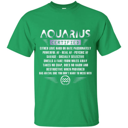 Aquarius Certified Either Love Hard T-shirt Irish Green