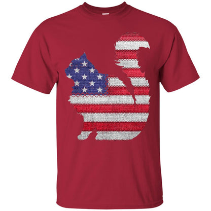 Patriotic Maine Coon American Flag Embroidery T-shirt Cardinal