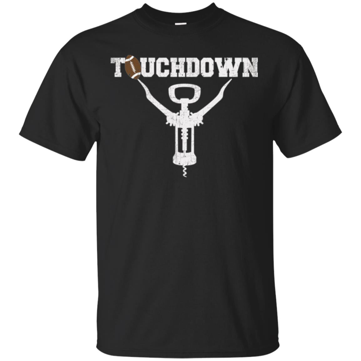 Football T-shirt Touchdown Funny Football Wine Lovers Black