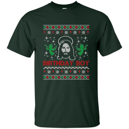 Christmas T-shirt Jesus Birthday Boy Ugly Christmas Sweater Forest Green