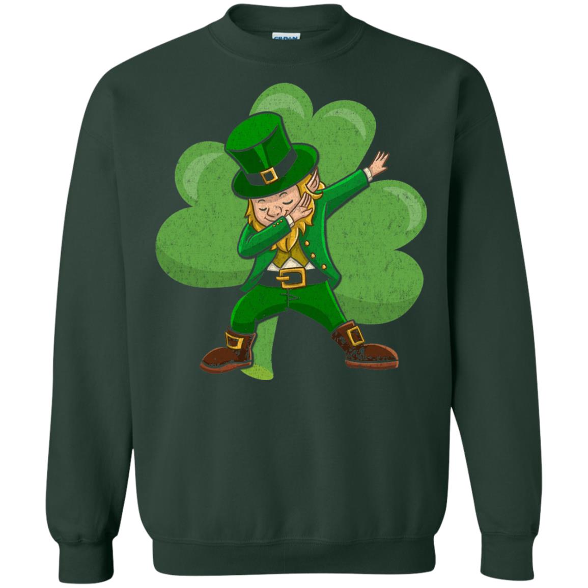 Funny Dabbing Leprechaun Shirt St Patricks Day T-shirt Forest Green
