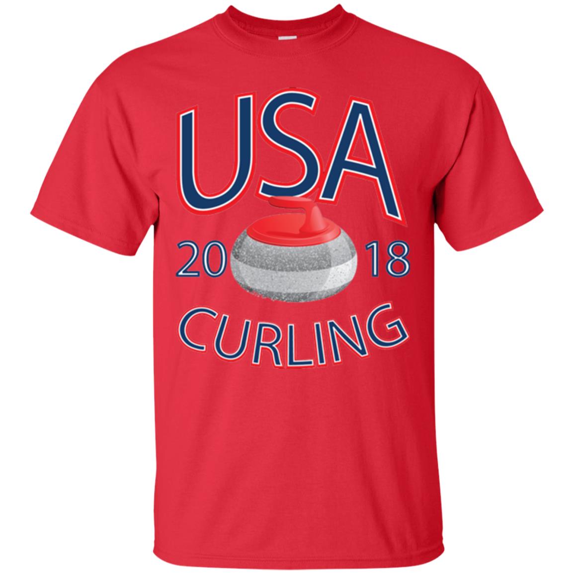 Usa 2018 Curling T-shirt Red