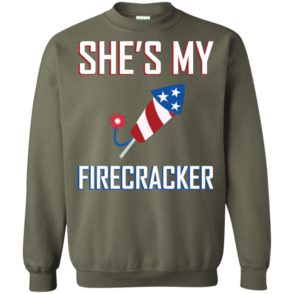 She_s My Firecracker Shirt For Mens Military Green