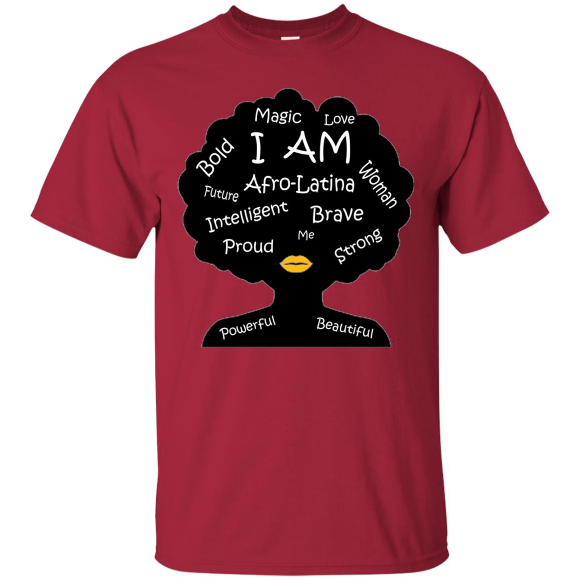 Unisex Bold Afro Latina Proud Black Spanish Culture T-shirt Cardinal