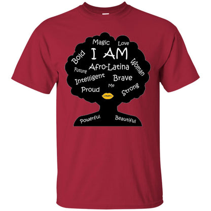 Unisex Bold Afro Latina Proud Black Spanish Culture T-shirt Cardinal