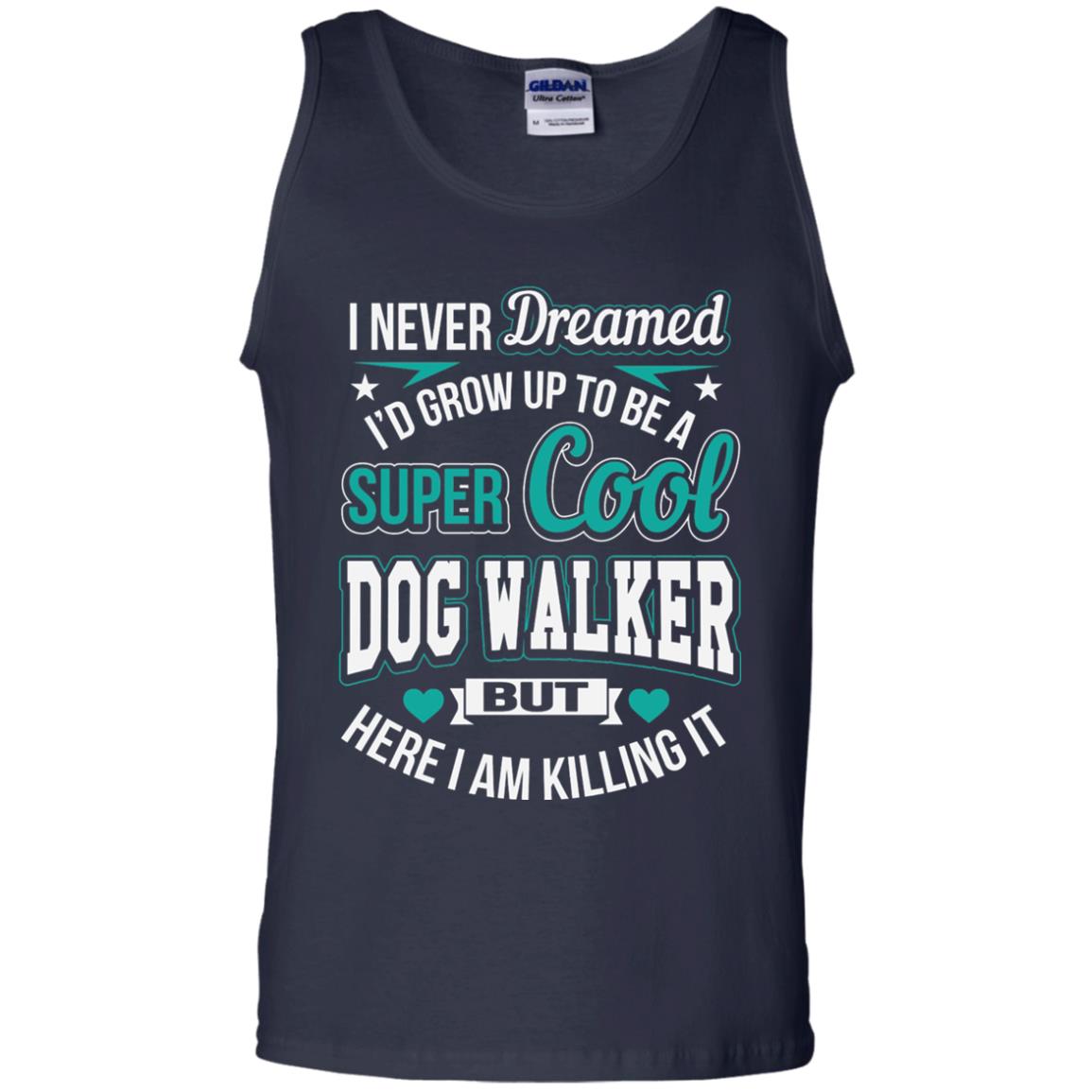 Funny Dog Walker T-shirt Super Cool Dog Walker Navy