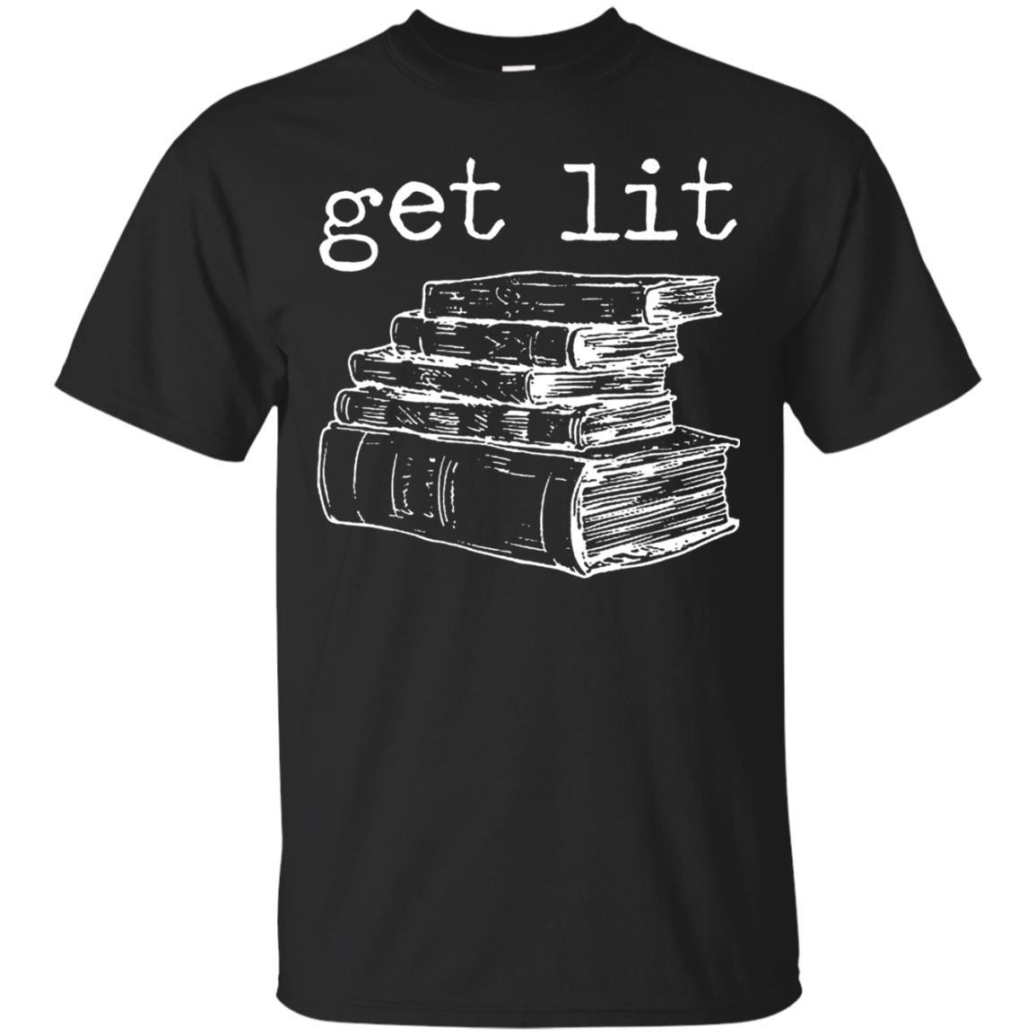 Merry Christmas T-shirt Get Lit Design With Books Black