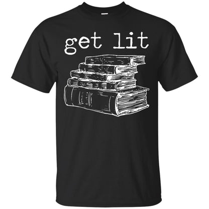 Merry Christmas T-shirt Get Lit Design With Books Black