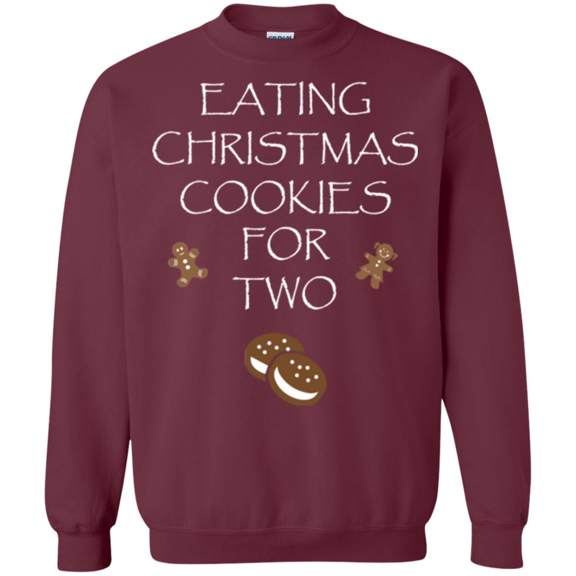Christmas T-shirt Eating Christmas Cookies For Two Maroon