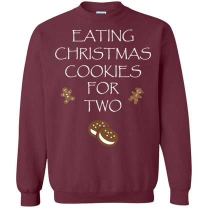 Christmas T-shirt Eating Christmas Cookies For Two Maroon