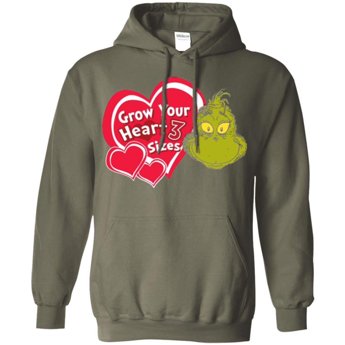 Dr. Seuss Grinch T-shirt Grow Your Heart 3 Sizes Military Green