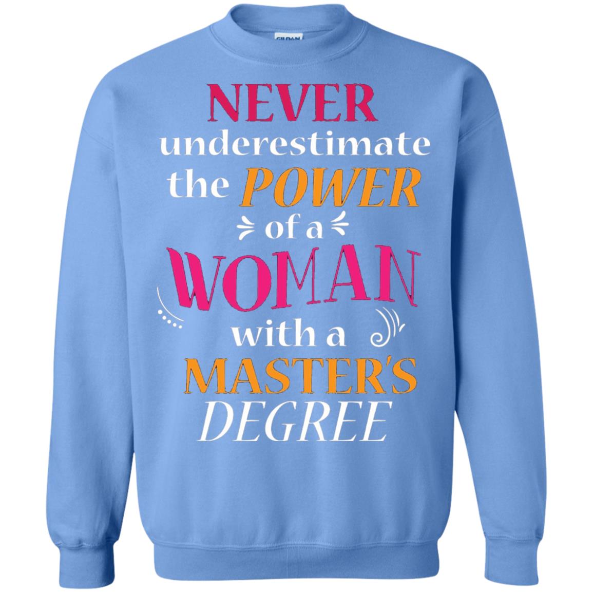 Funny Masters Degree T-shirt Never Underestimate The Power Carolina Blue