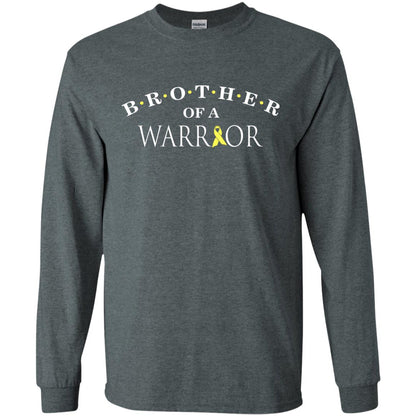 Brother Is A Warrior Childhood Cancer Awareness T-shirt Dark Heather