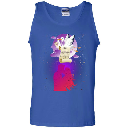 Stork Carrying Baby Mom And Dad Shirt For Women Royal