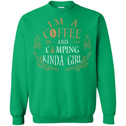 I'm A Coffee And Camping Kinda Girl Shirt Irish Green