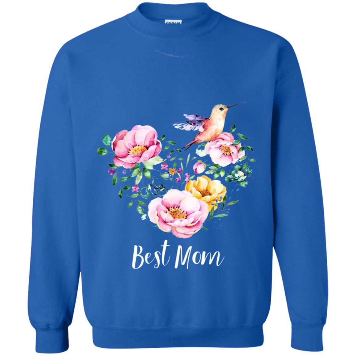 Best Mom Hummingbird Flower Heart Mommy Shirt Royal