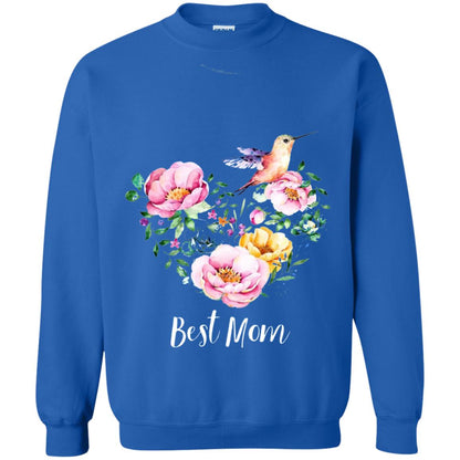Best Mom Hummingbird Flower Heart Mommy Shirt Royal