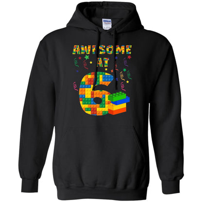 Awesome At 6 Age 6 Six Blocks Bricks Theme Shirt Black