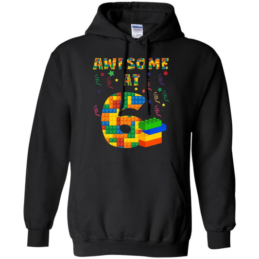 Awesome At 6 Age 6 Six Blocks Bricks Theme Shirt Black