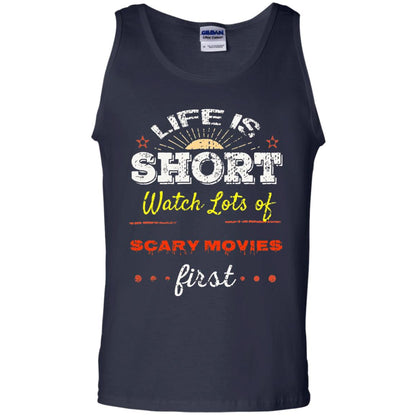 Horror Movie T-shirt Life Is Short Watch Scary Movies First Navy