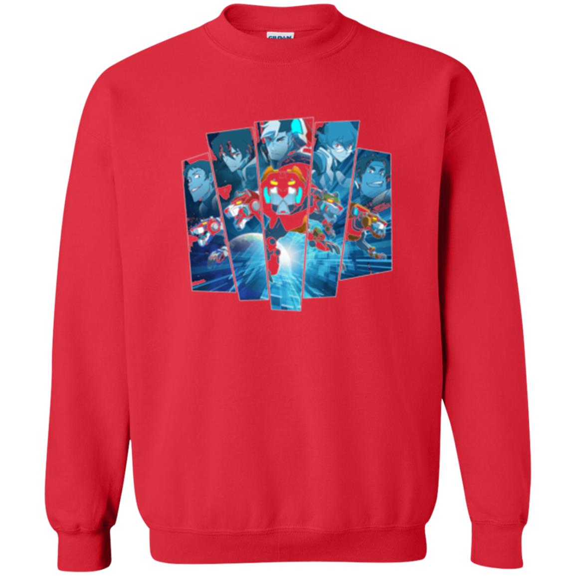 Voltron Legendary Defender 5 Lions In Blue Hue T-shirt Red