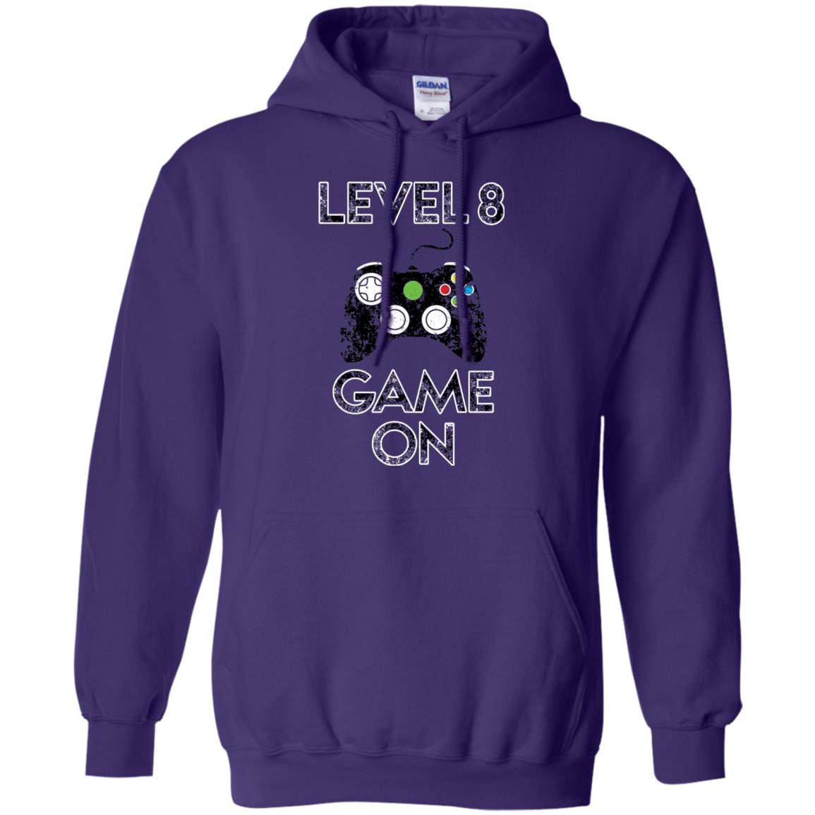 Kids Level 8 Game On 8th Birthday Gift T-shirt Purple