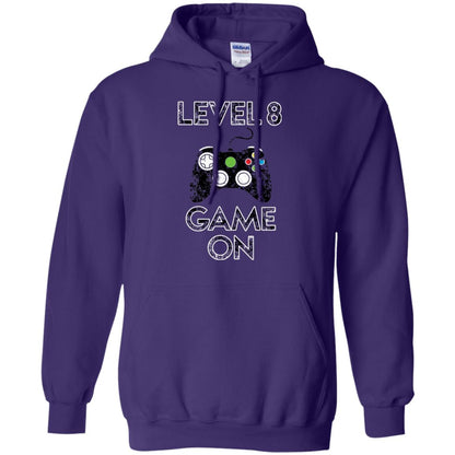 Kids Level 8 Game On 8th Birthday Gift T-shirt Purple
