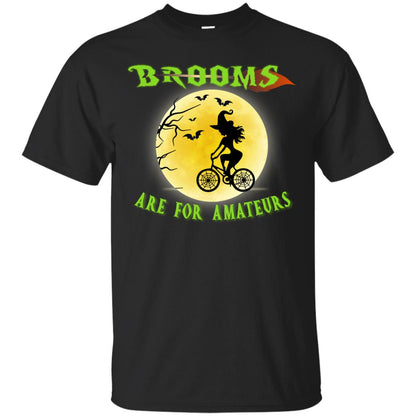Brooms Are For Amateurs Witches Ride A Bicycle Funny Halloween Shirt Black