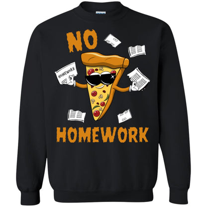 No Homework Funny Pizza Shirt Black