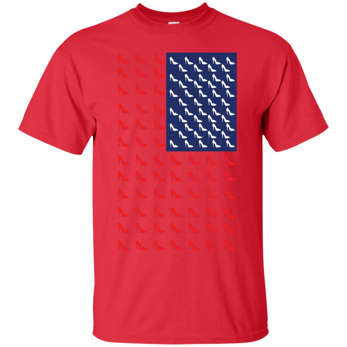 High Heels In Flag Of America T-shirt For Women Red