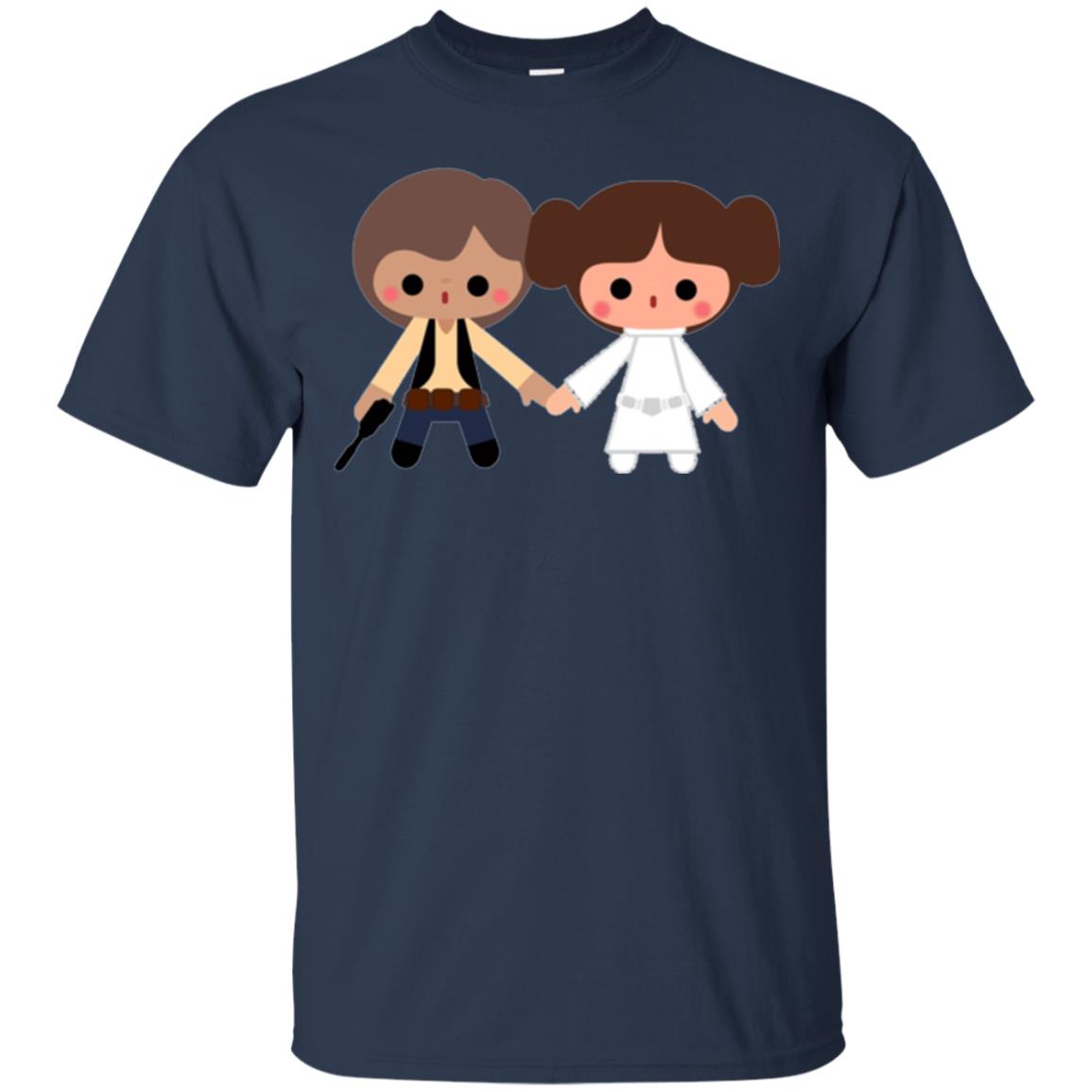 Cartoon T-shirt Han Solo Princess Leia Navy