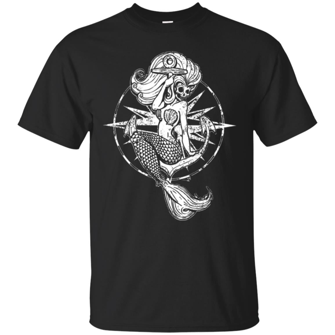Mermaid Lover T-shirt Skull Mermaid Black