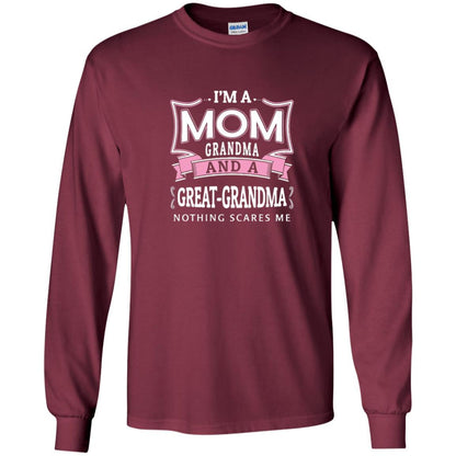 Nana T-shirt Nothing Scares Me I'm Mom Grandma Maroon