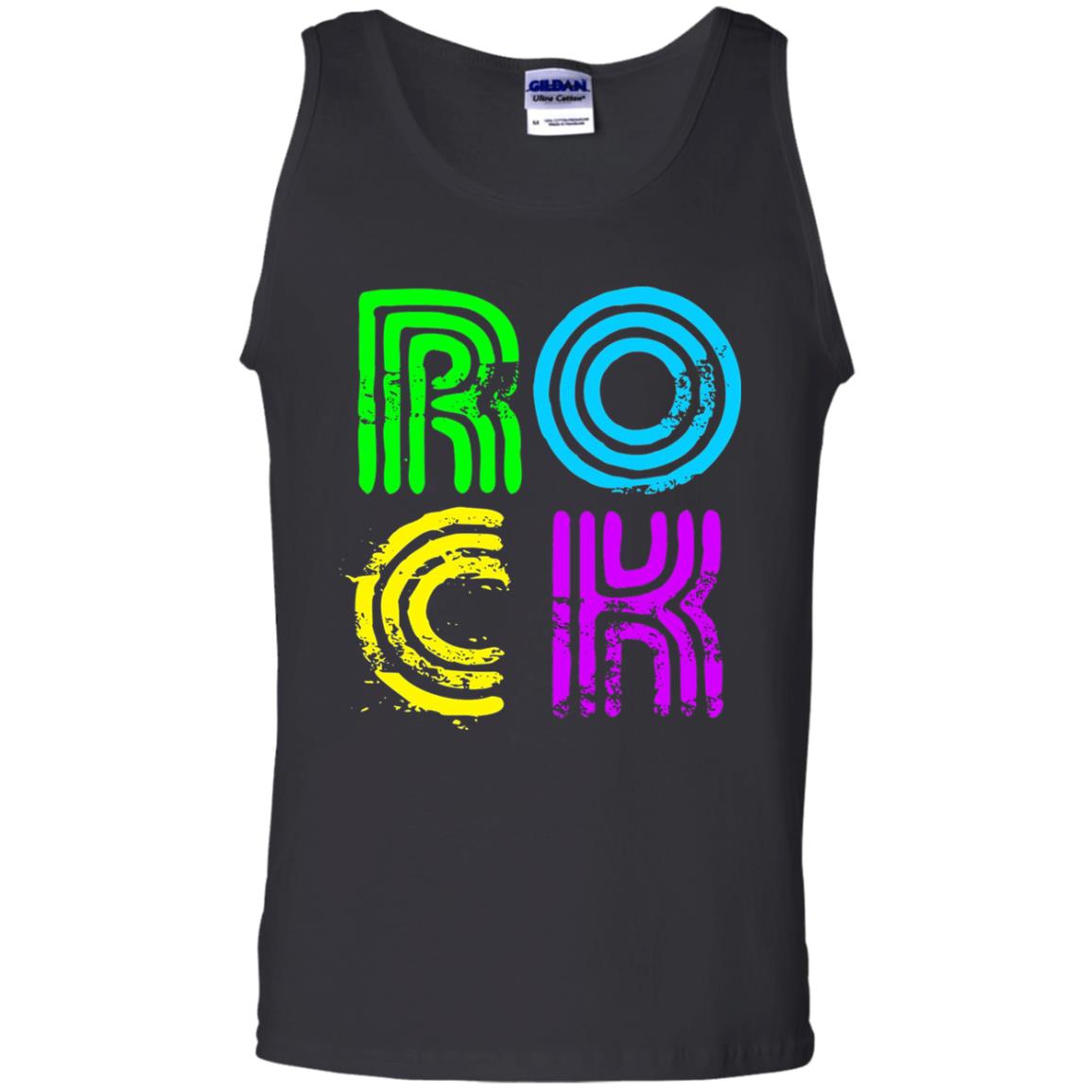 Bright Neon Colours Rock 80_s Retro Theme T-shirt Black