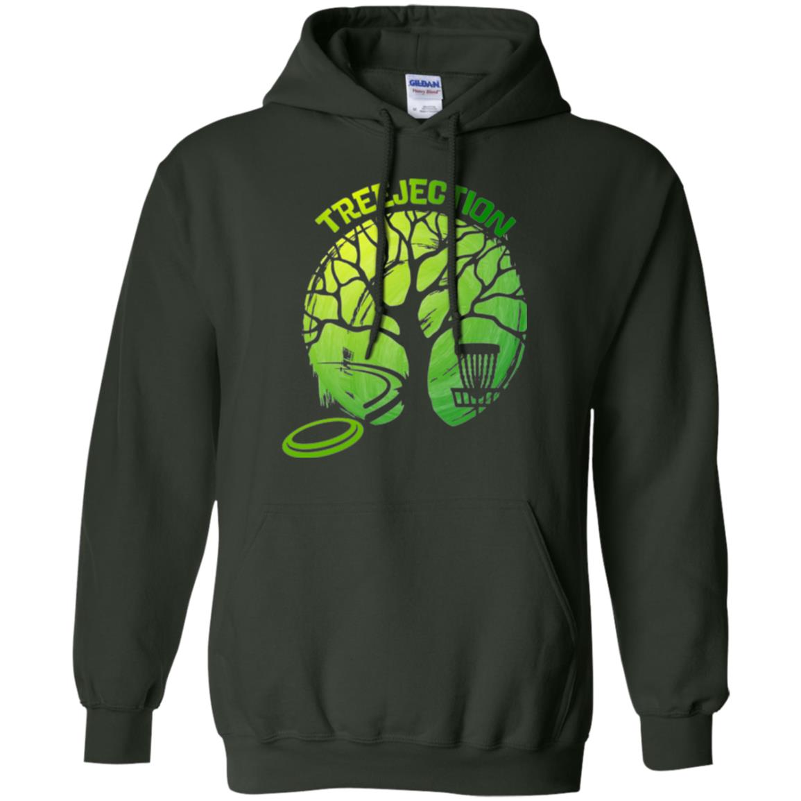Funny Disc Golf T-shirt Treejection Forest Green
