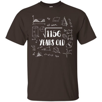 Square Root Of 1156 34th Birthday 34 Years Old Math T-shirt Dark Chocolate